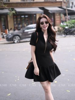 Đầm sơ mi liền khoá zipper