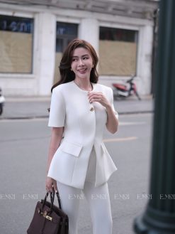 Áo kí giả nữ đính khuy đồng